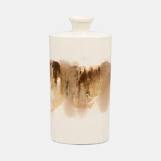 15" Pearl/Gold Vase