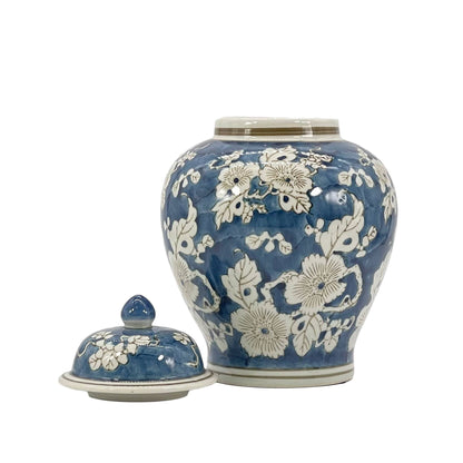 Floral Chinoiserie Ceramic Ginger Jar 12": Rust Red