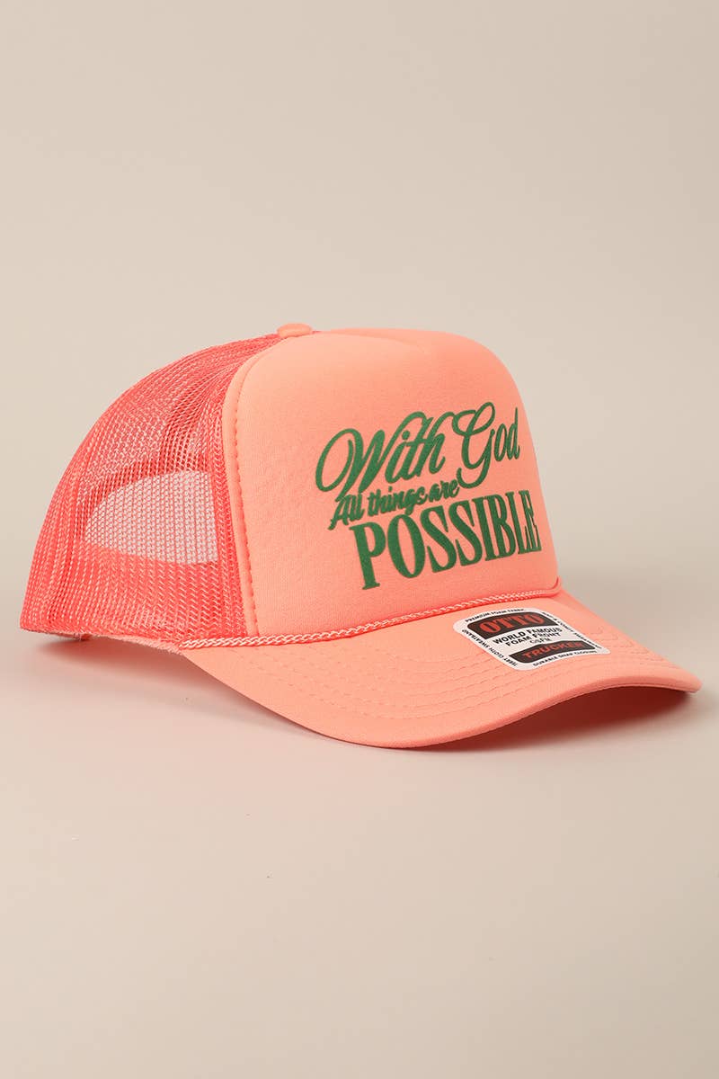 With God All Possible Mesh Back Foam Trucker: TAN / One Size
