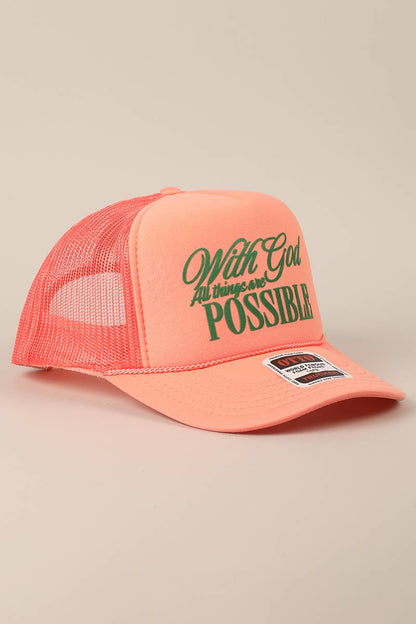 With God All Possible Mesh Back Foam Trucker: TAN / One Size