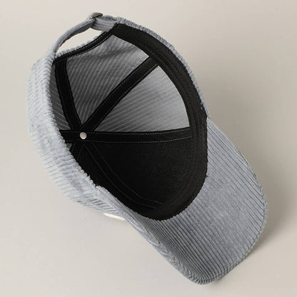 BLESSED 3D Embroidered Corduroy Baseball Cap: BURGUNDY / One Size