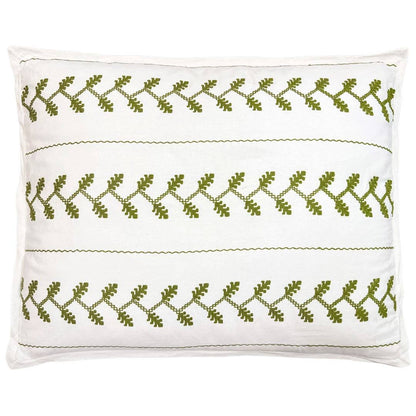 Amer Embroidered Euro Sham, Green / White: Euro (26" x 26"), Cover Only