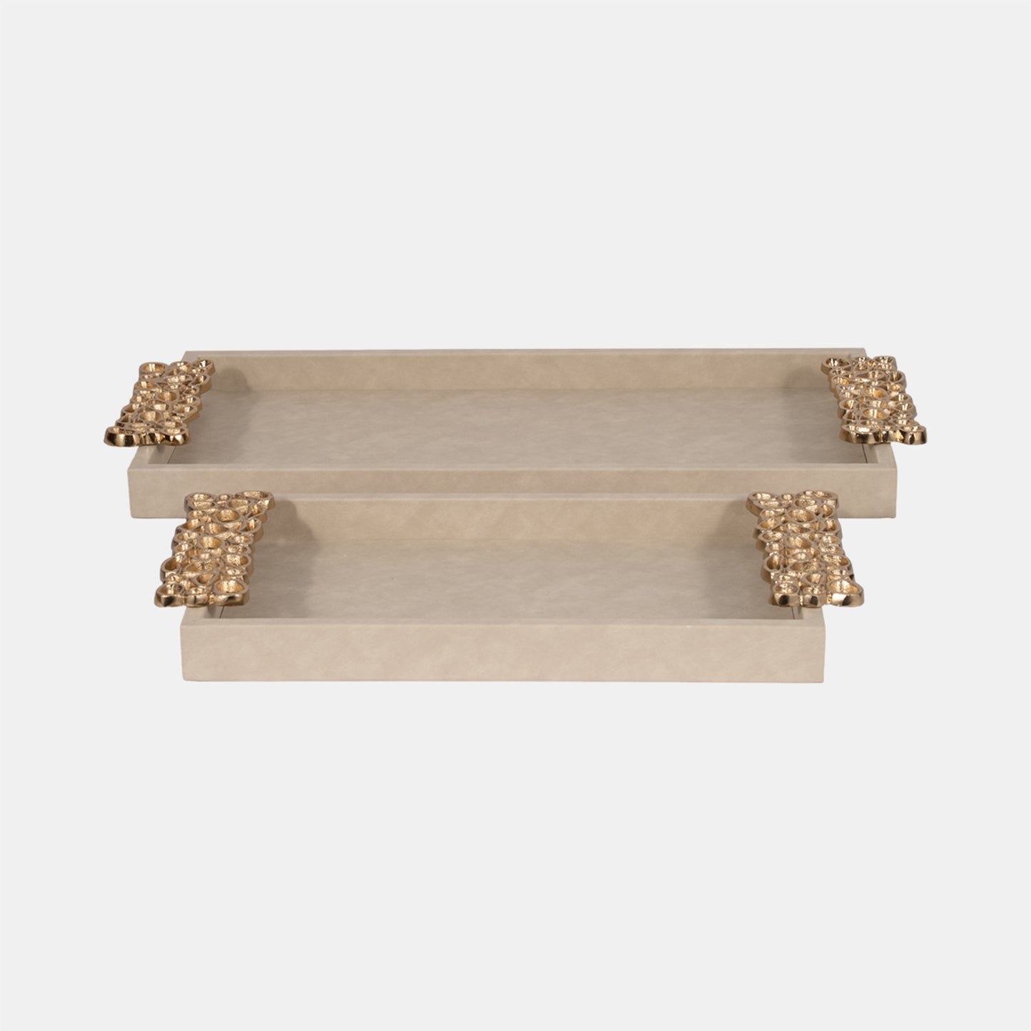 Tray with Gold Handles- S/2