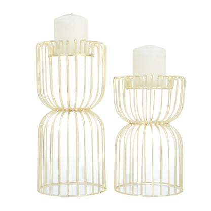 Gold Metal Candleholder- Set of 2