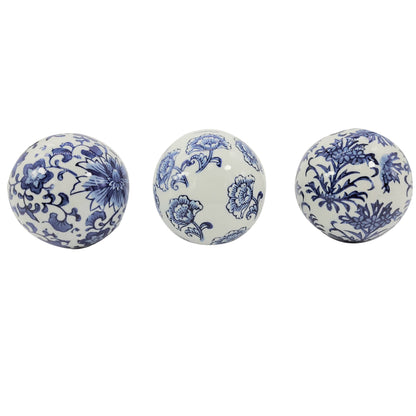 Ceramic Chinoiserie Vase Filler Ball Home Decor (Set of 3): Style 1