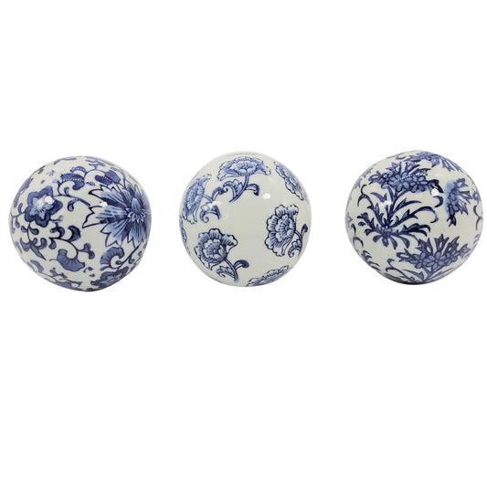 Ceramic Chinoiserie Vase Filler Ball Home Decor (Set of 3): Style 1