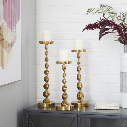 Gold Candleholders- Set of 3