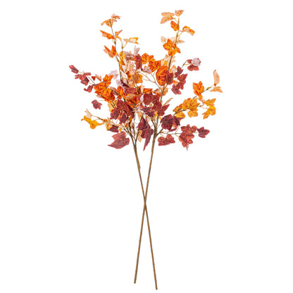 Vickerman 34" Orange Fall Maple Leaf Spray 2/Bag: Orange / Polyester / 34"