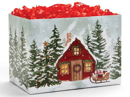 Christmas Gift Basket Boxes: Retro Trees / 6 Pack / Large 10.25x6x7.5"