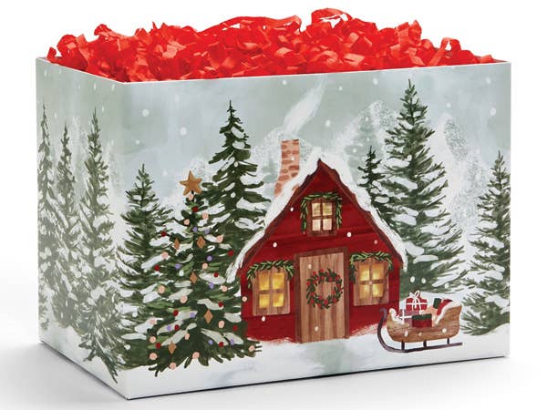 Christmas Gift Basket Boxes: Evergreen Christmas / 6 Pack / Small 6.75x4x5"