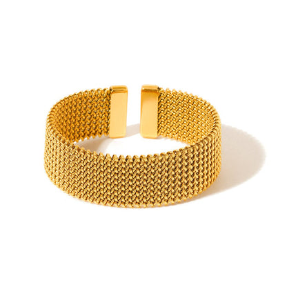 Braided Mesh Cuff Bracelet - WATERPROOF: Gold