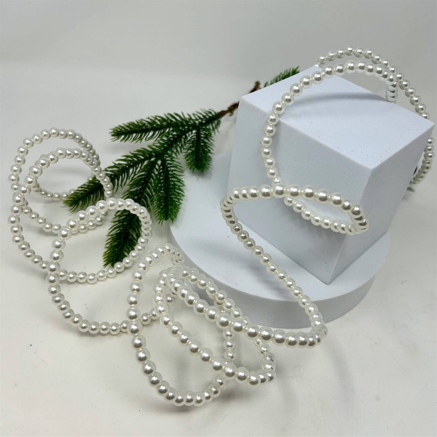 Faux Pearl Bead Wired Garland 94”
