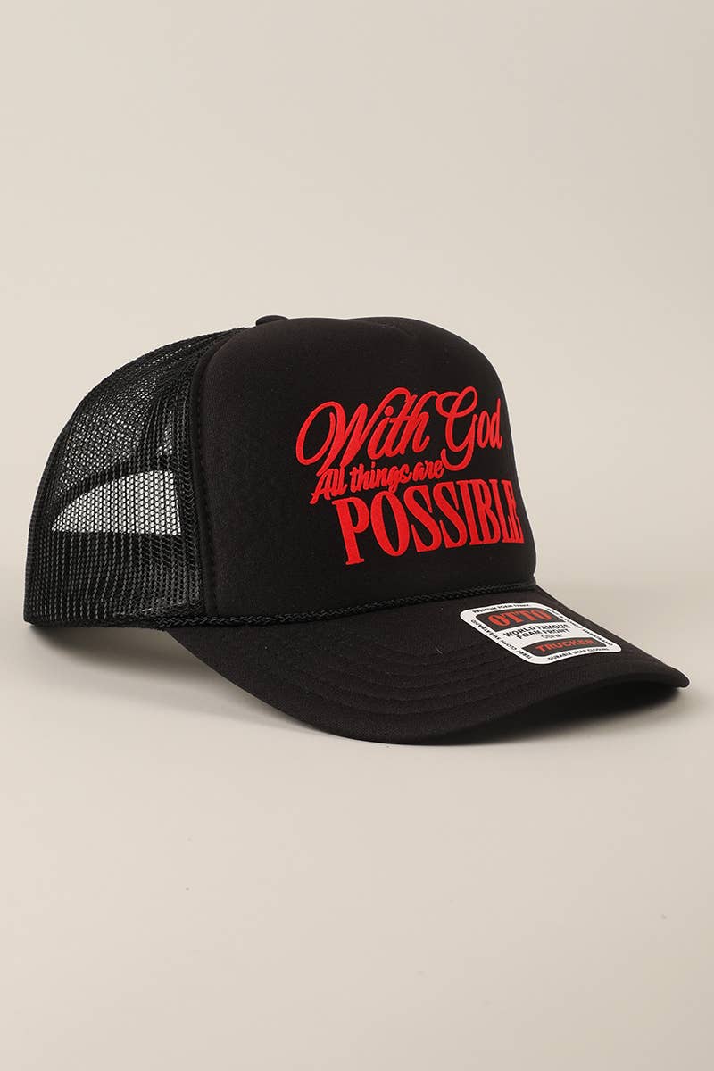 With God All Possible Mesh Back Foam Trucker: TAN / One Size