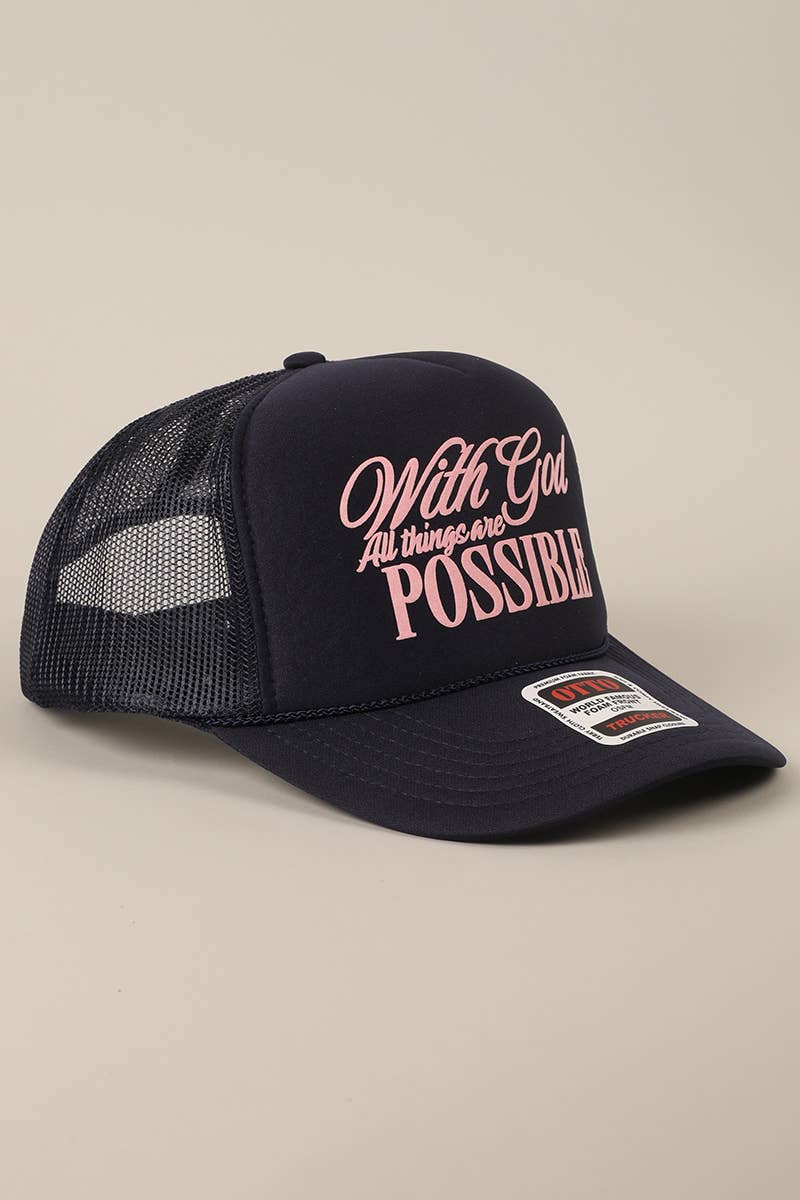 With God All Possible Mesh Back Foam Trucker: TAN / One Size