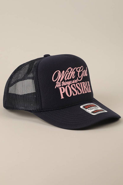With God All Possible Mesh Back Foam Trucker: TAN / One Size