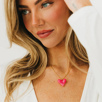 Jan Resin Heart Necklace - WATERPROOF: Crystal