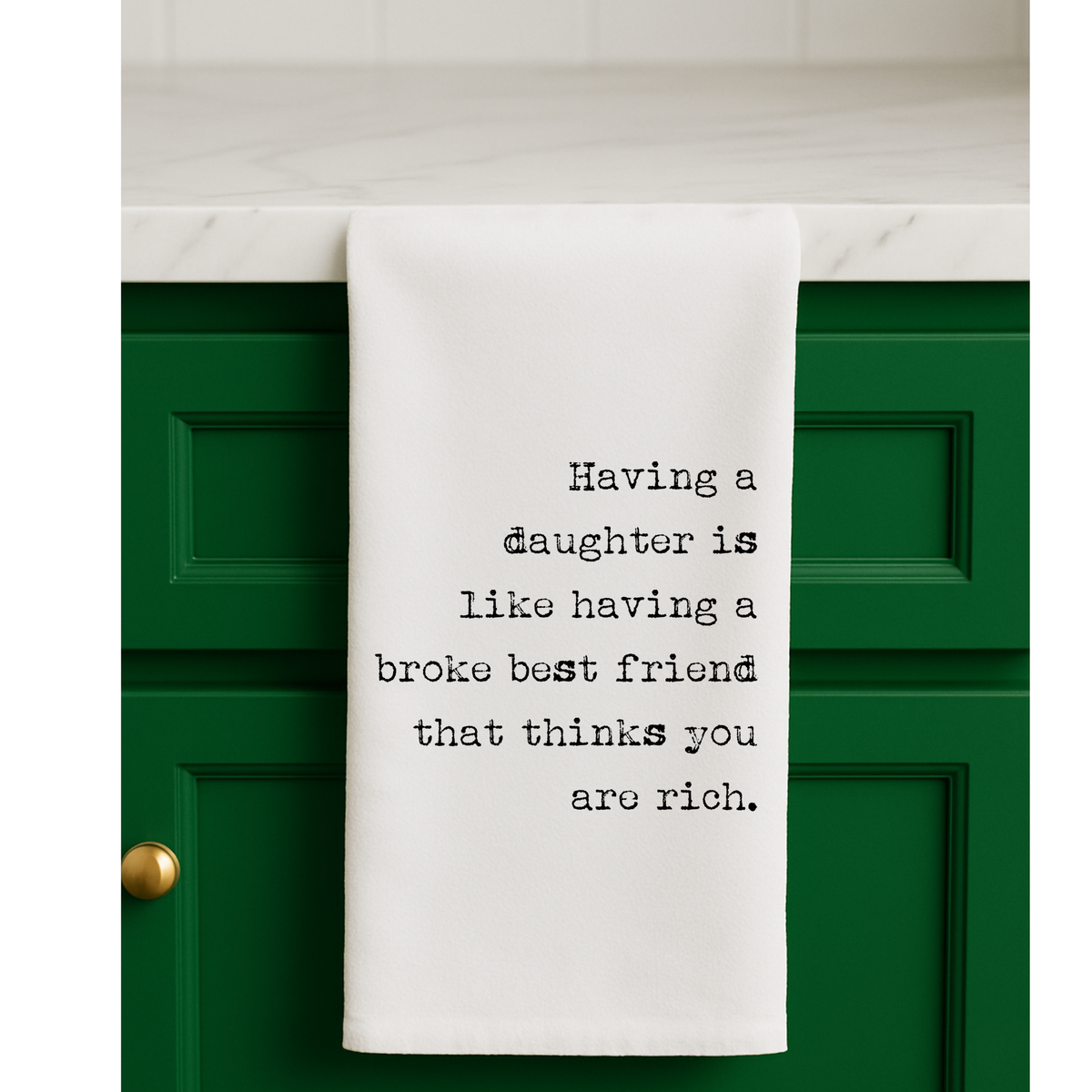 daughter broke, flour sack gift towel