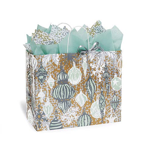 Ornamental Elegance Christmas Paper Gift Bags: 200 Pack / Vogue 16x6x12"