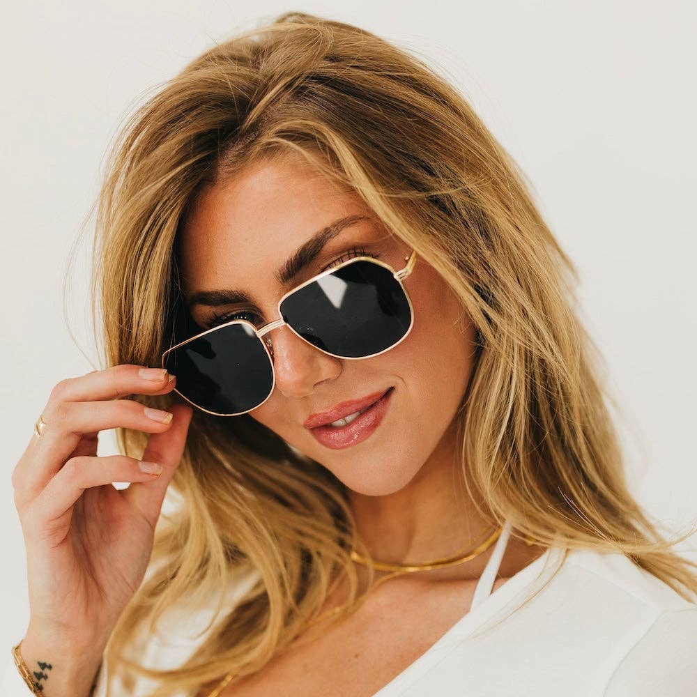 April Aviator Sunglasses: Gold/Brown Lens