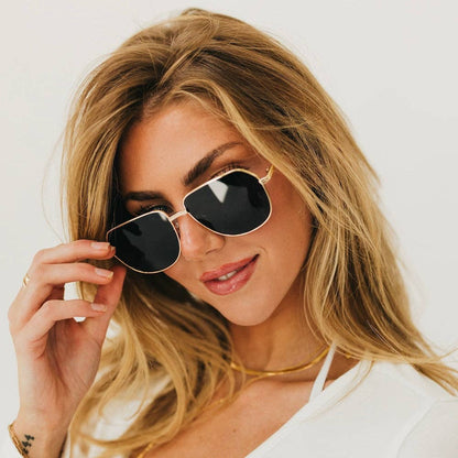 April Aviator Sunglasses: Gold/Brown Lens