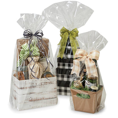 Clear Cellophane Basket Wrap Bags: Clear / 100 Pack / Medium 16x24"
