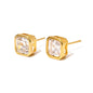Bezel Diamond Stud Earrings - WATERPROOF: Gold