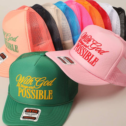 With God All Possible Mesh Back Foam Trucker: TAN / One Size