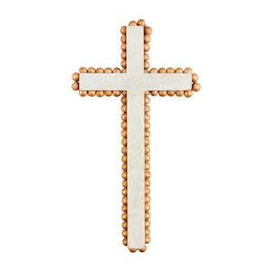 MED GOLD BEADED CROSS SITTER