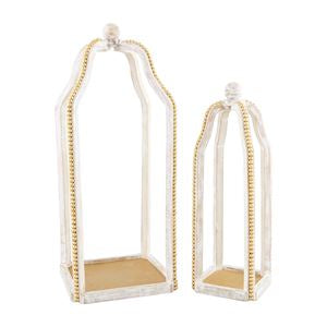 Gold Beaded Lantern- Set of 2