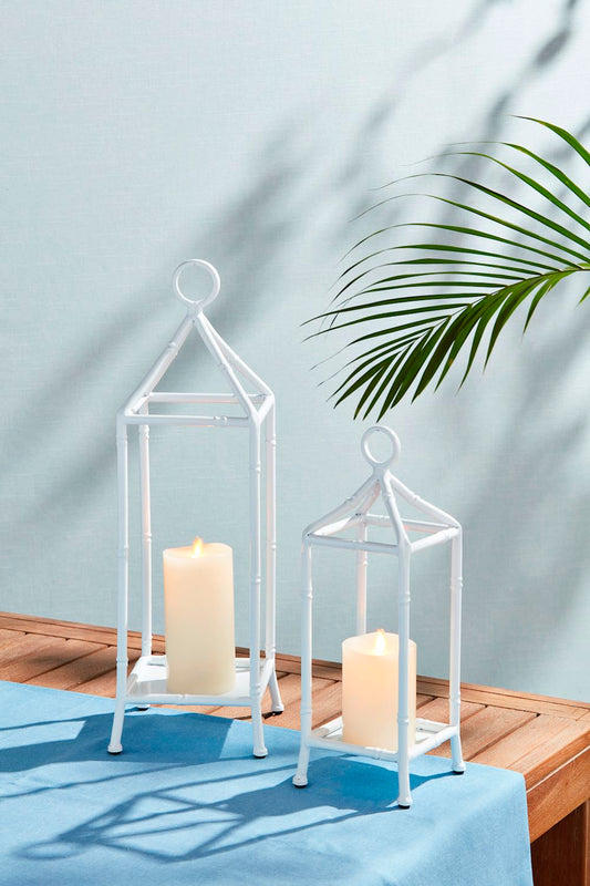 White Bamboo Lantern Set
