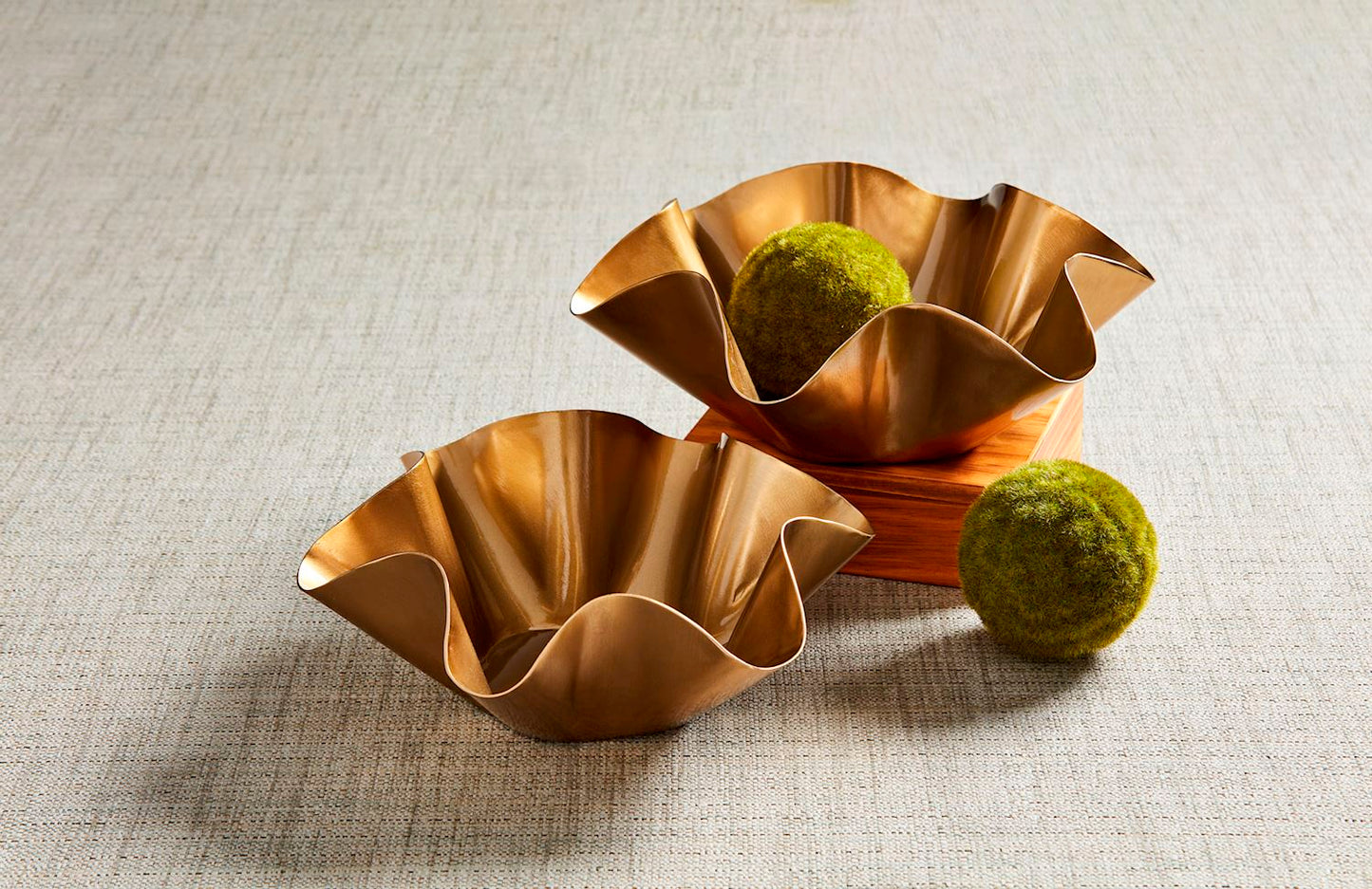 Brass Nested Ruffle Bowls