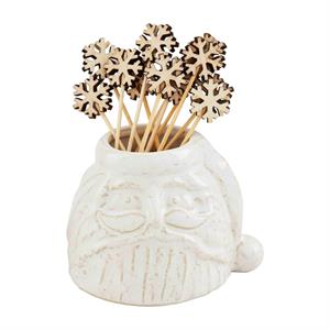 White Santa Toothpick Caddy Set