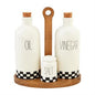 Checkered Oil & Vinegar Caddy Set