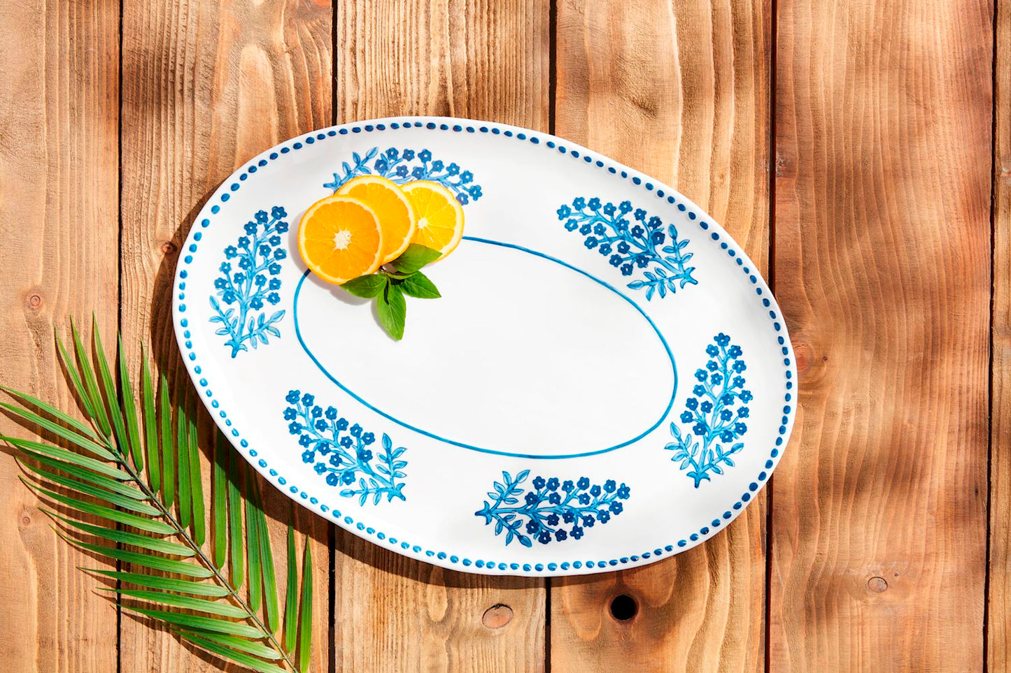 Blue Block Print Platter