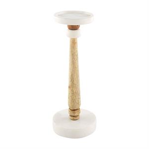 Small Skinny Marble & Wood Candlestick