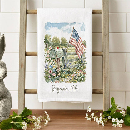Patriotic Mailbox - Custom Cotton Tea Towel: 19" x 28" (with loop)
