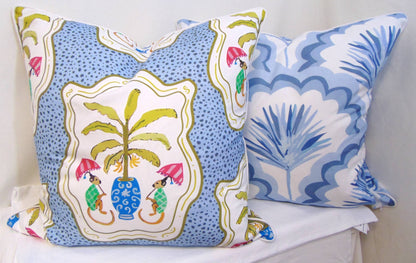 Limited Edition Monkey and Bananas Blue Pillow Cover 