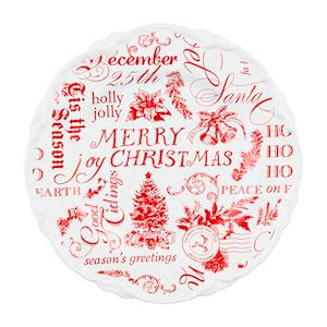 WORD PRINT XMAS DESSERT PLATE