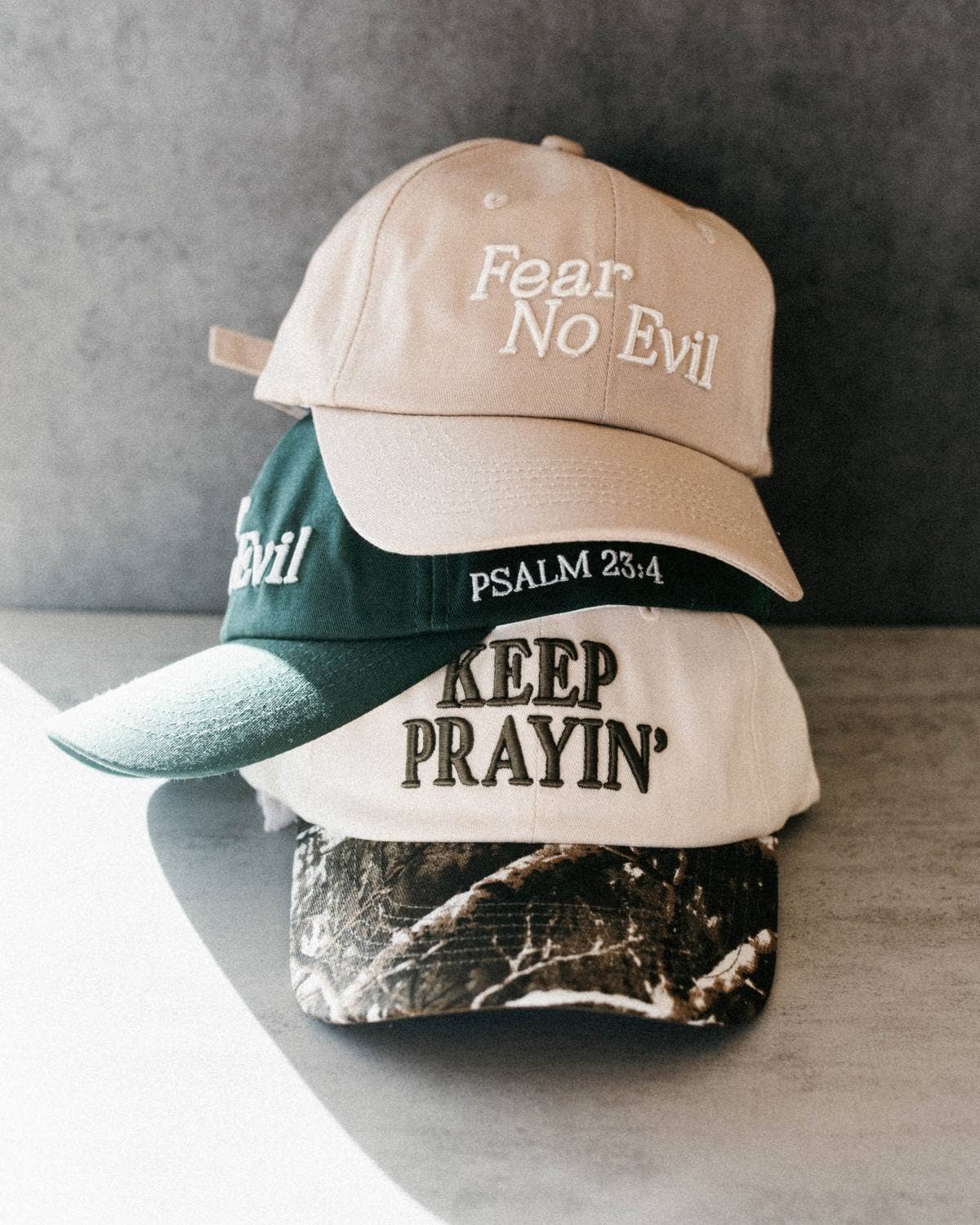 Keep Prayin' Baseball Hat - Camo & Army Green