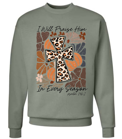 I WILL PRAISE HIM IN EVERY SEASON CREWNECK TEE/SWEATSHIRT   : Off-White / SWEATSHIRT / L