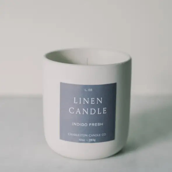 Indigo Fresh Linen Candle- 10oz