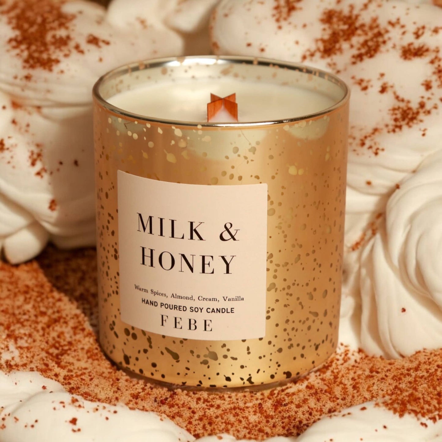 Milk & Honey - Vanilla & Cinnamon 10oz Gold Glass Candle