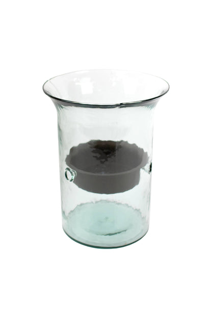 ORIGINAL GLASS CANDLE CYLINDER W RUSTIC INSERT - SMALL: Clear / Glass/Metal / 7"d x 11"t