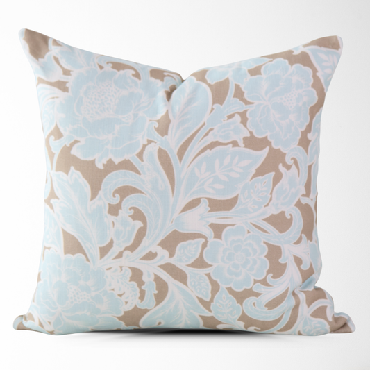 Kenna Sky Vintage Peony Block Print Pillow Cover