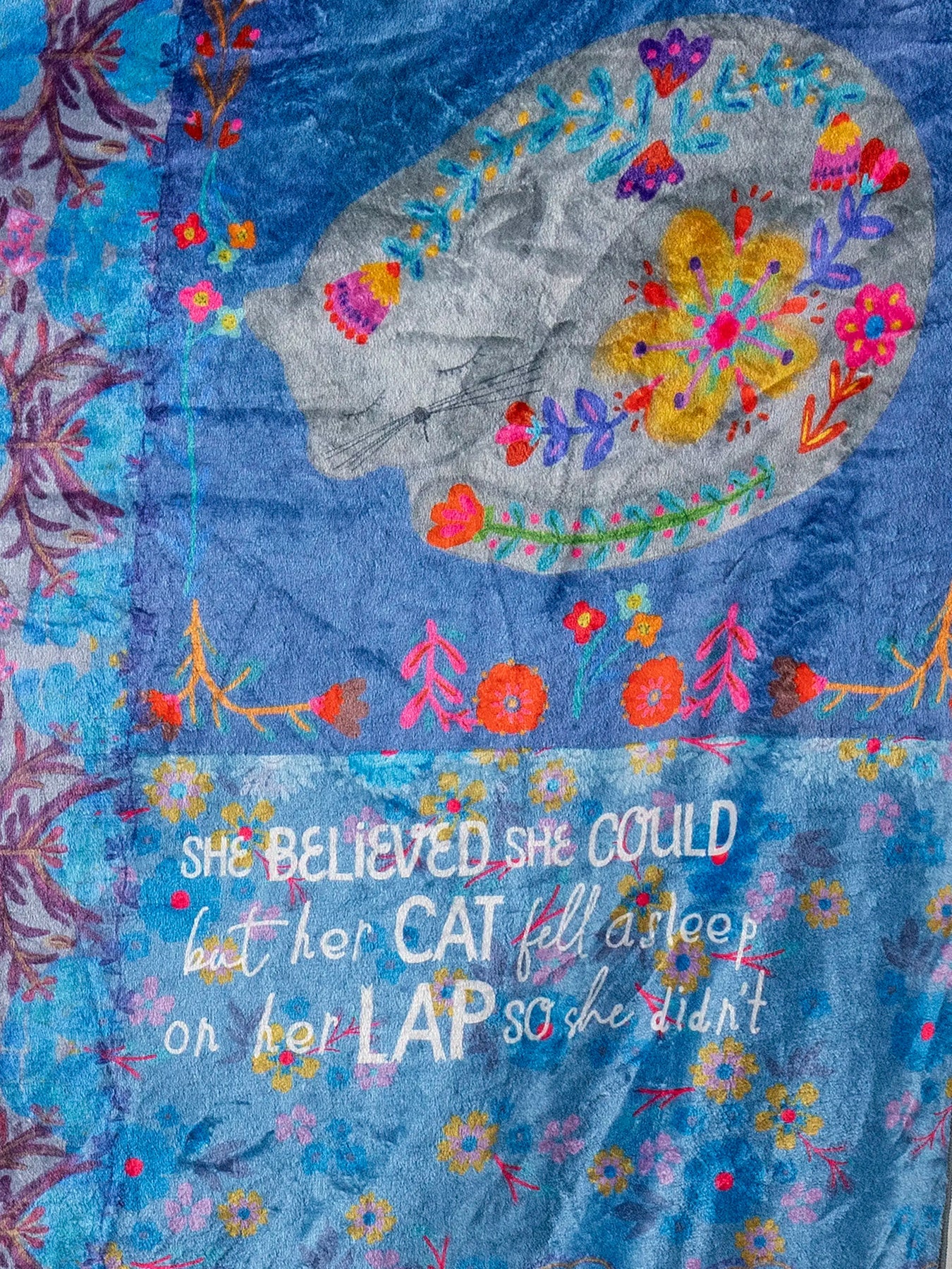 Teal Cat Reversible Throw Blanket