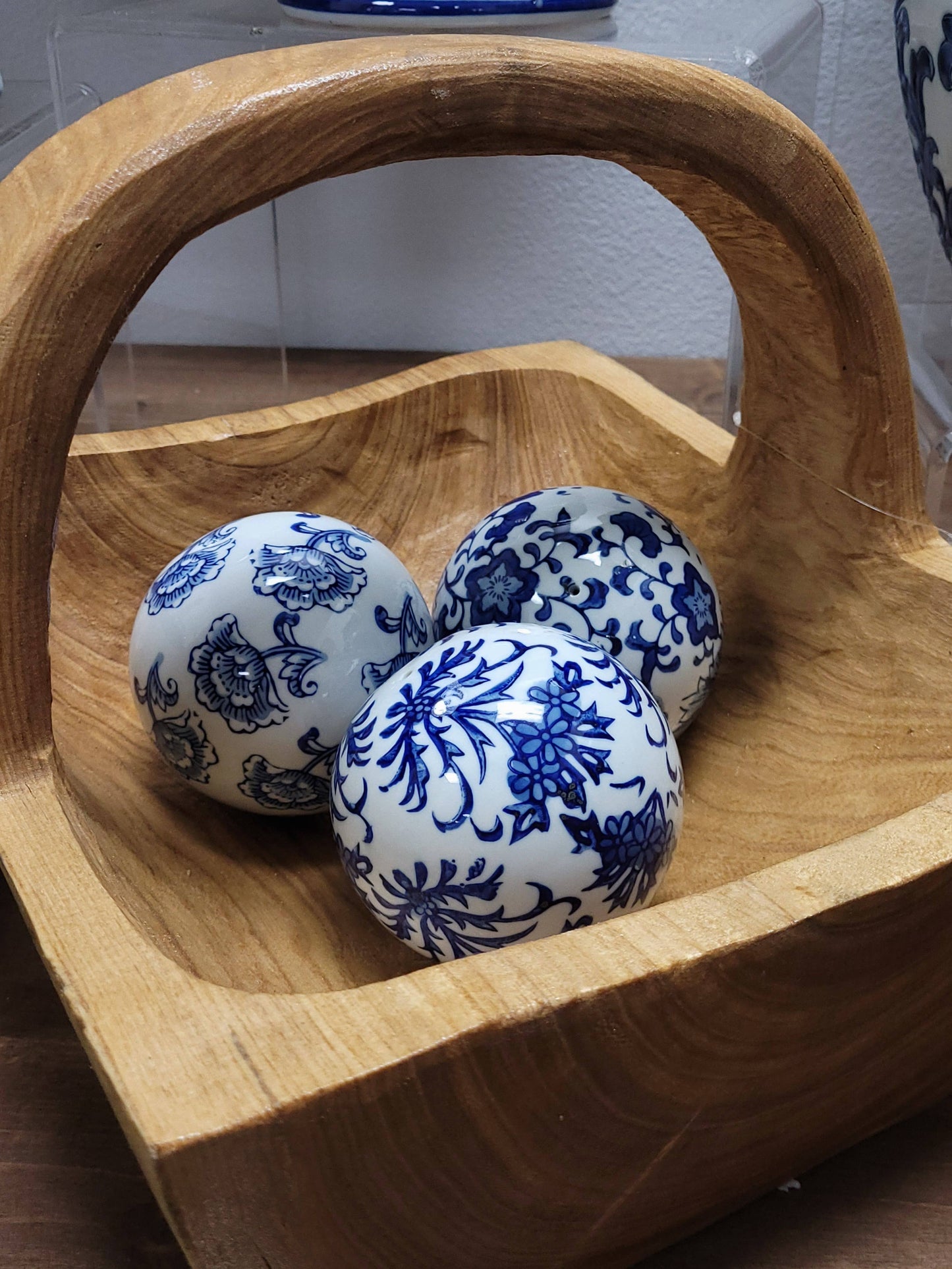 Ceramic Chinoiserie Vase Filler Ball Home Decor (Set of 3): Style 1