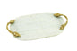 White Marble Oval Table with Gold Leaf Handles