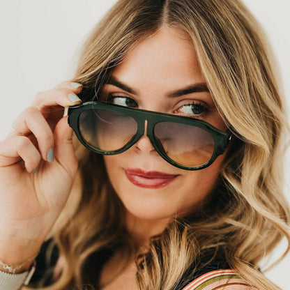Knox Aviator Sunglasses: Green/Ombre
