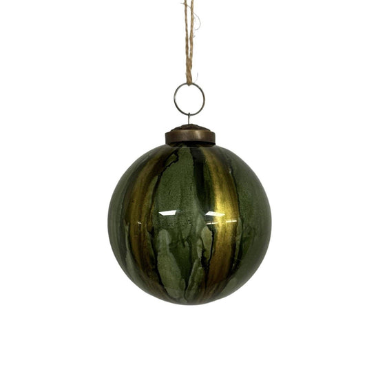 Green Watercolor Glass Ball Ornament 6"