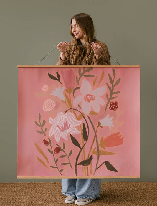 Large Poster: Spring Flowers: With Banner Wood / Matte Poster Paper